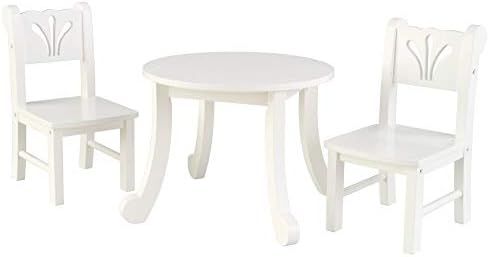 Amazon.com: KidKraft Wooden Queen-Anne Style Lil' Doll Table & Chair Set for 18-Inch Dolls - Whit... | Amazon (US)