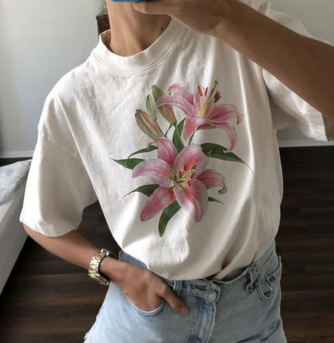 Comfort Colors Flower Shirt Botanical Tee Neutral Shirt Aesthetic Floral T-shirt Summer Vintage T... | Etsy (US)