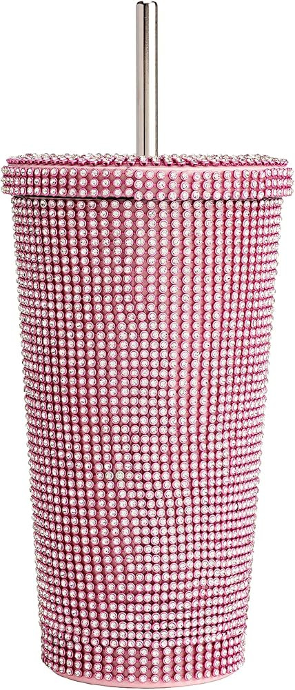 Amazon.com | Paris Hilton Diamond Bling Water Tumbler With Lid And Straw, Vacuum Insulated Stainl... | Amazon (US)
