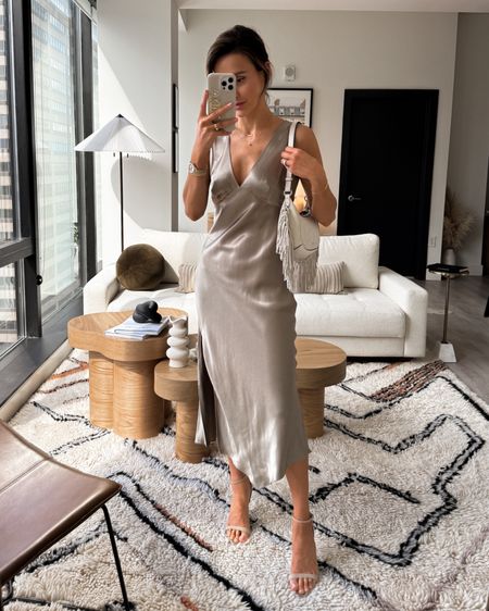 Satin slip dress with asymmetrical slit. Size XS - perfect for parties or date nights. Simple but gorgeous! 

#LTKparties #LTKitbag #LTKstyletip