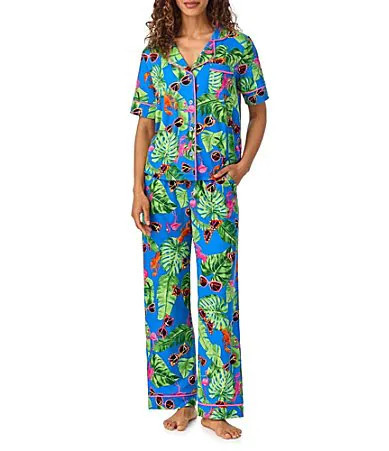 Room Service Lobster Tropical Lounge Short Sleeve Notch Collar Knit Pajama Set - S | Dillard's