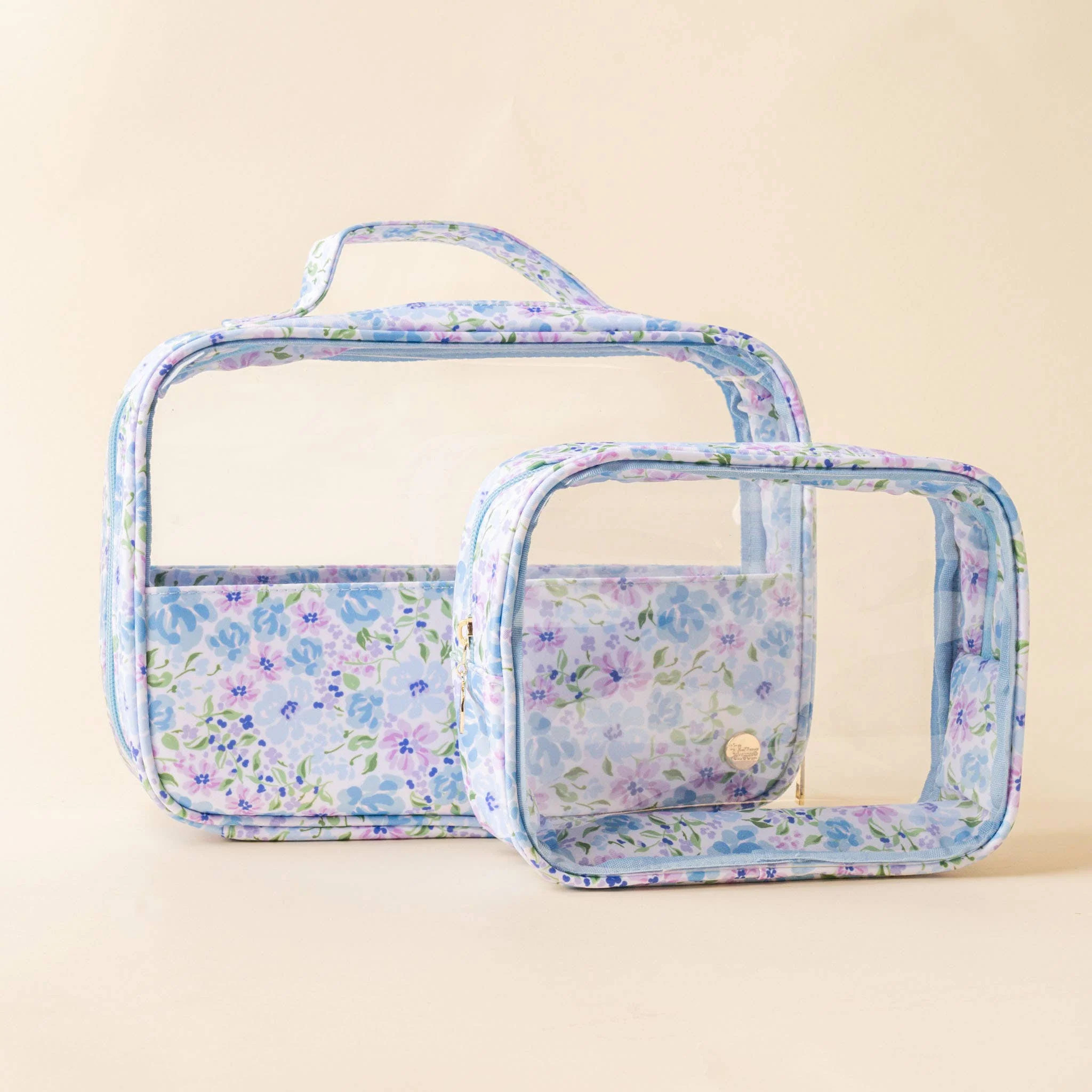 Clearly Chic Cosmetic Bag Set-Secret Garden Blue | Bates Boutique 