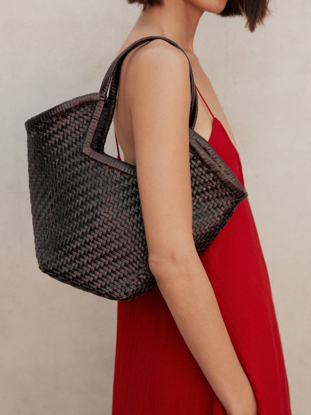 Woven leather tote bag | Massimo Dutti UK