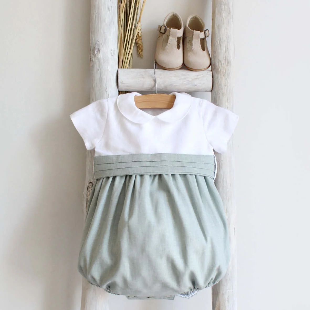 Pukatuka Green Linen Romper | Dear James