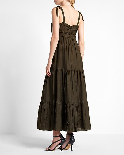Tie Shoulder Tiered Maxi Dress | Express