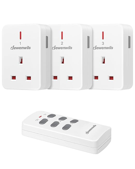 Remote Control Plug Socket, 13A/3120W Heavy Duty Wireless Light Switch, 30m/100ft Long Range, Pro... | Amazon (UK)