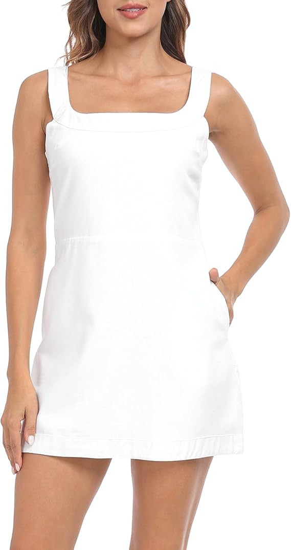 HDE Women's Linen Mini Dress Sundress Sleeveless Summer Dresses with Pockets | Amazon (US)