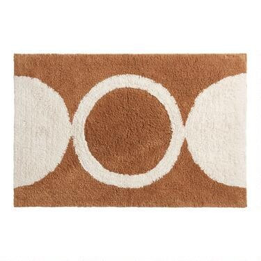 Hazel Brown And White Circle Elliot Bath Mat | World Market