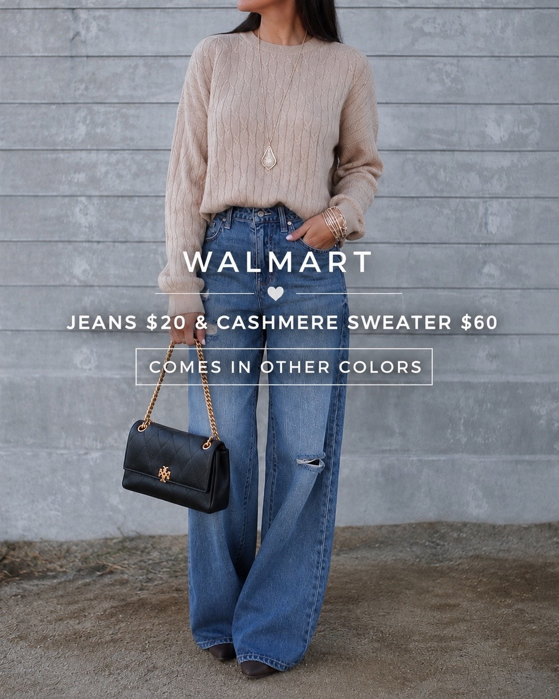 Walmart cashmere sweater $60 and jeans from Walmart only $20