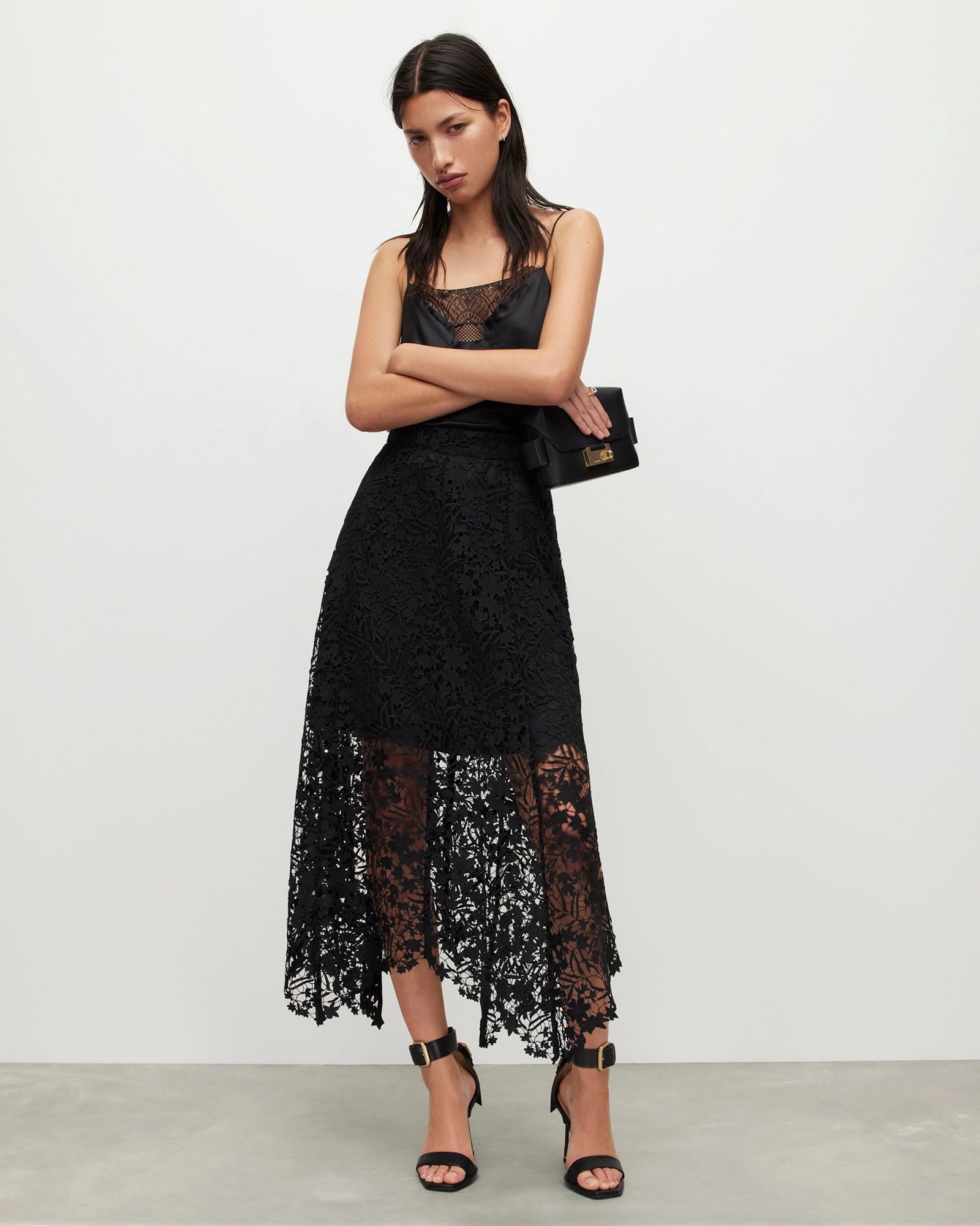 Camila Asymmetric Hem Lace Skirt | AllSaints UK