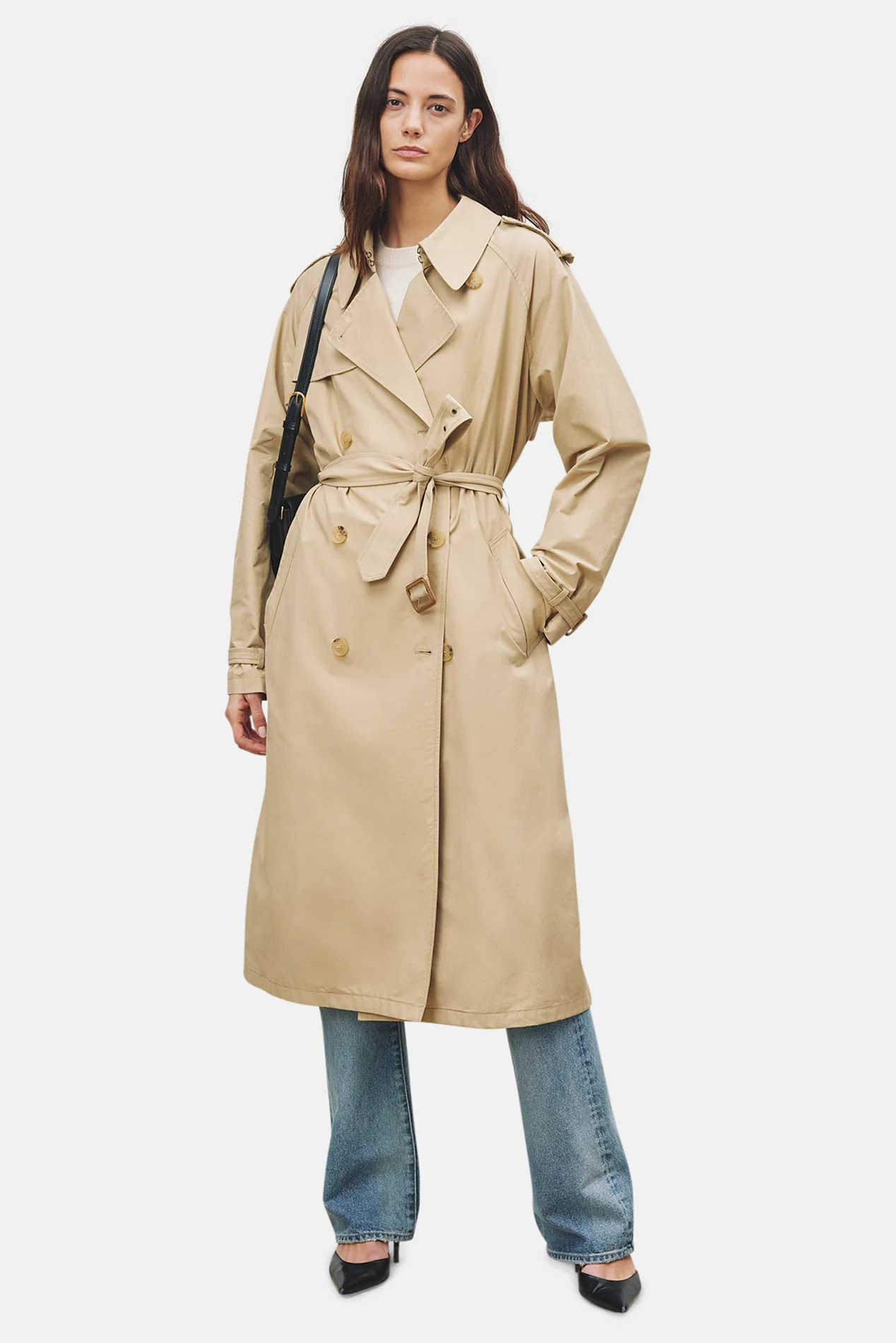 Tanner Trench Coat Khaki | Blue & Cream