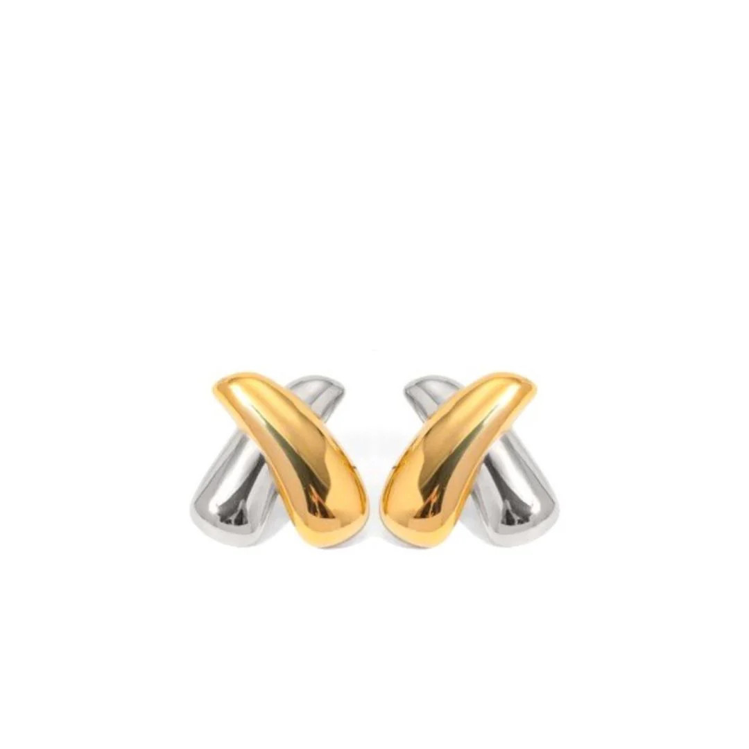 Crossover Studs - Mixed Metal | Accessory Concierge