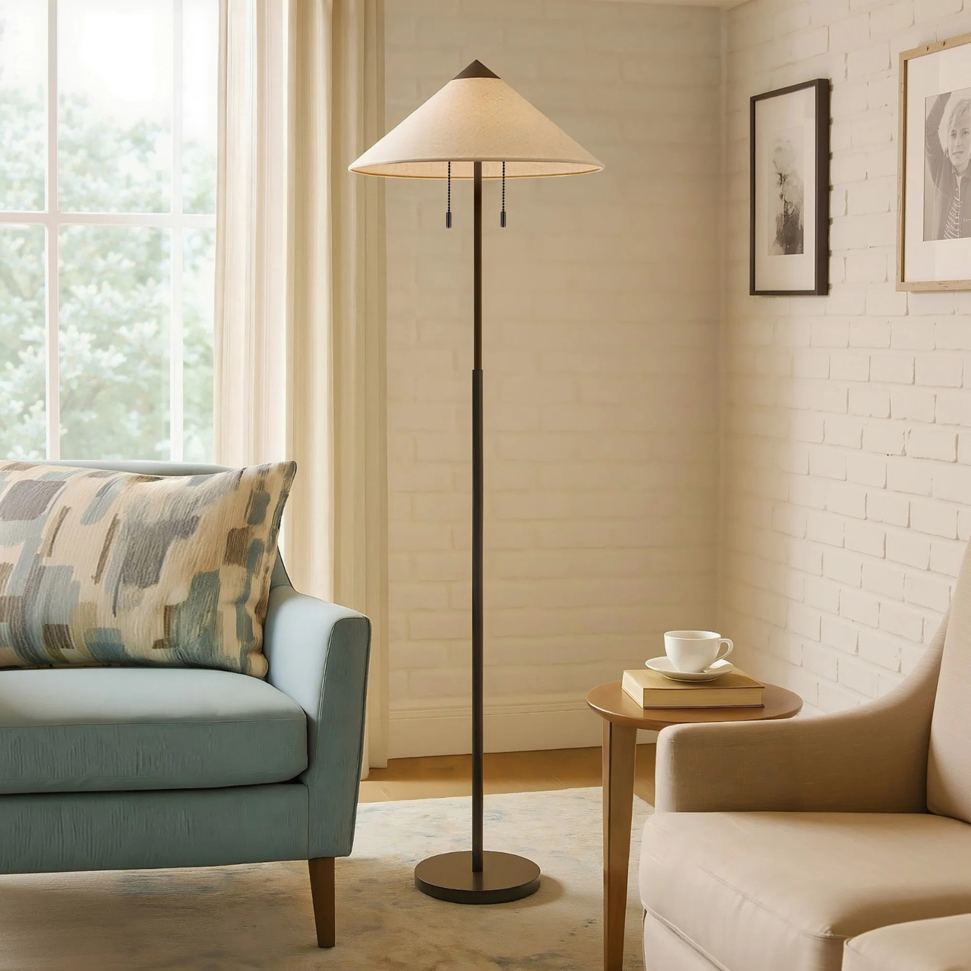 65.4" 2-Light Floor Lamp with Cone-Shaped Shade | Wayfair North America