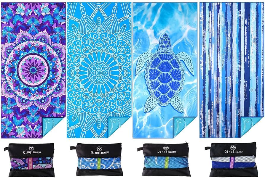 4 Pack Microfiber Oversized Lightweight Beach Towel 71"x32" XL Extra Large Thin Sand Free Towels ... | Amazon (US)
