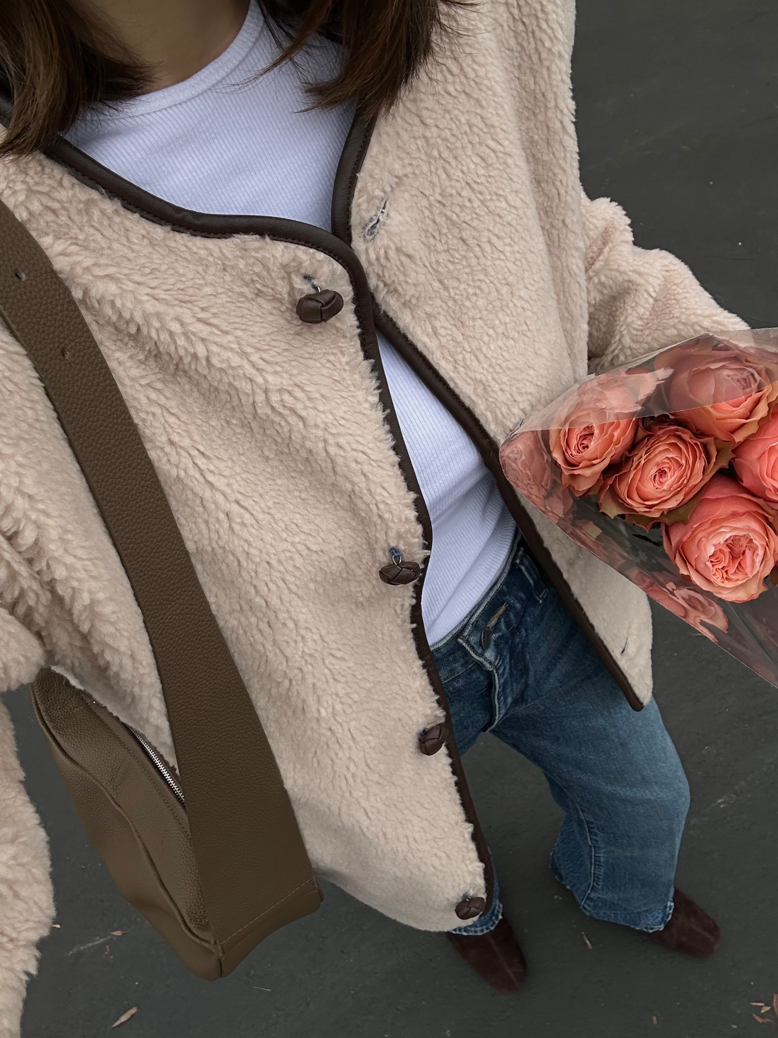 Cozy winter farmers market outfit 

Madewell Sherpa jacket — reversible 
Bootcut jeans — wearing the regular length (I’m 5’4”) 
Sam Edelman Paige boots — select colors on sale 
Amazon leather crossbody — under $60 

Linked to other selects on sale at Nordstrom! 

#LTKootd #LTKSaleAlert