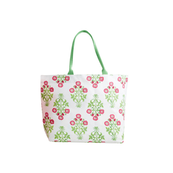 Green Block Print Tote | Mud Pie