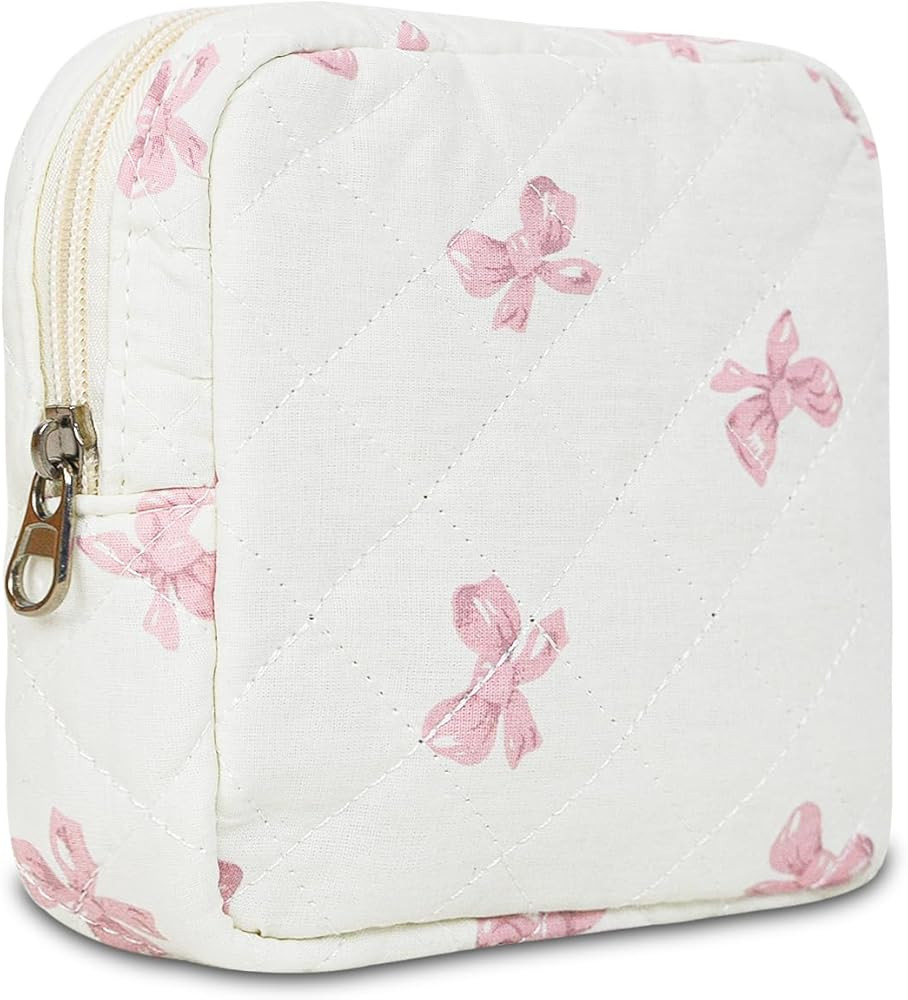 Small Floral Quilted Makeup Bag, Coquette Aesthetic Travel Toiletry Organizer for Women, Lightwei... | Amazon (US)