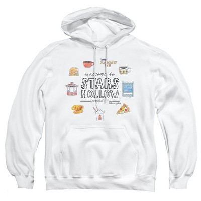 Men's Gilmore Girls Welcome to Stars Hollow Icons Pull-Over Hoodie, White, Small | Target