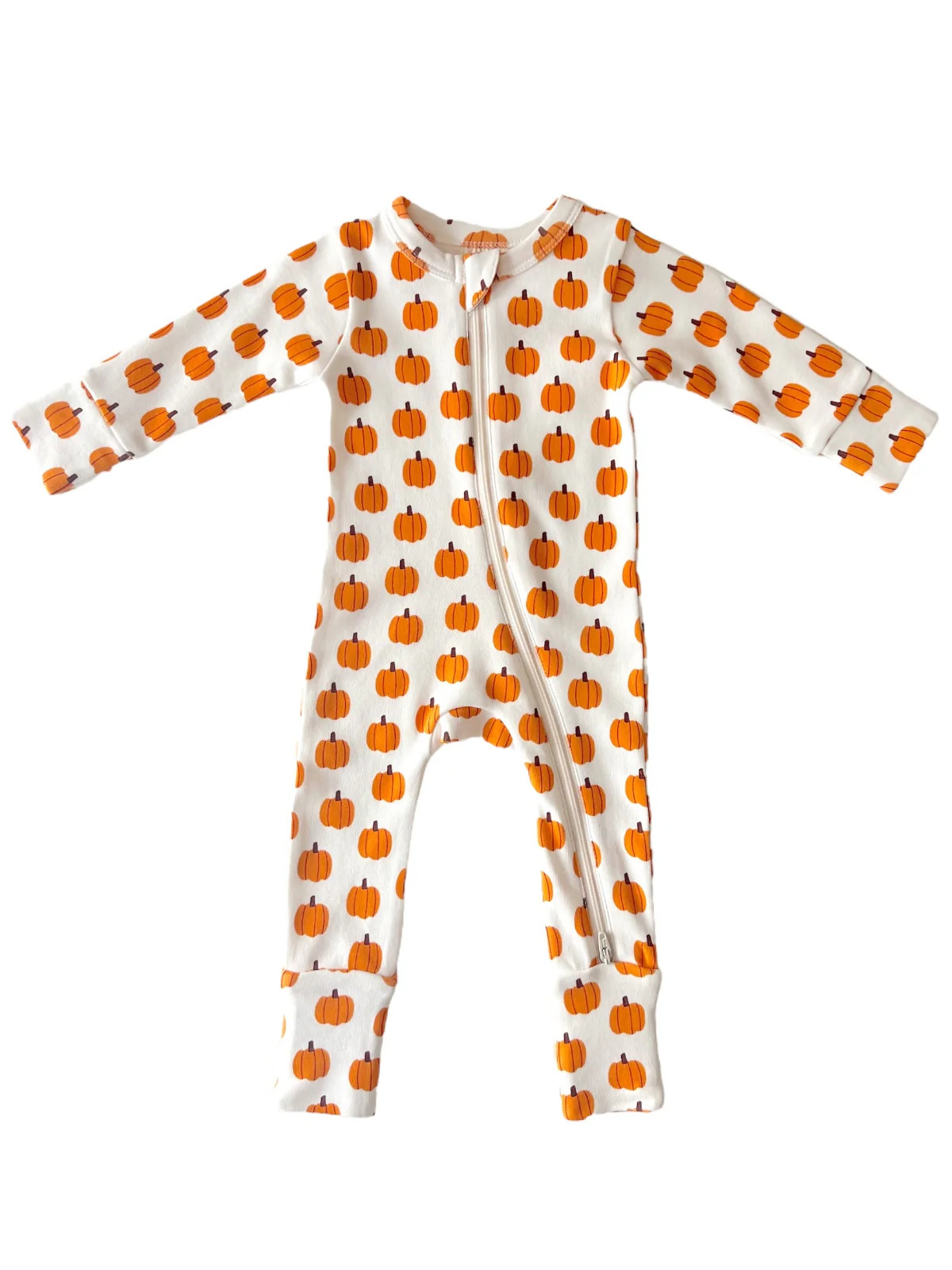 Pumpkin / Organic 2-Way Zip Romper | SpearmintLOVE