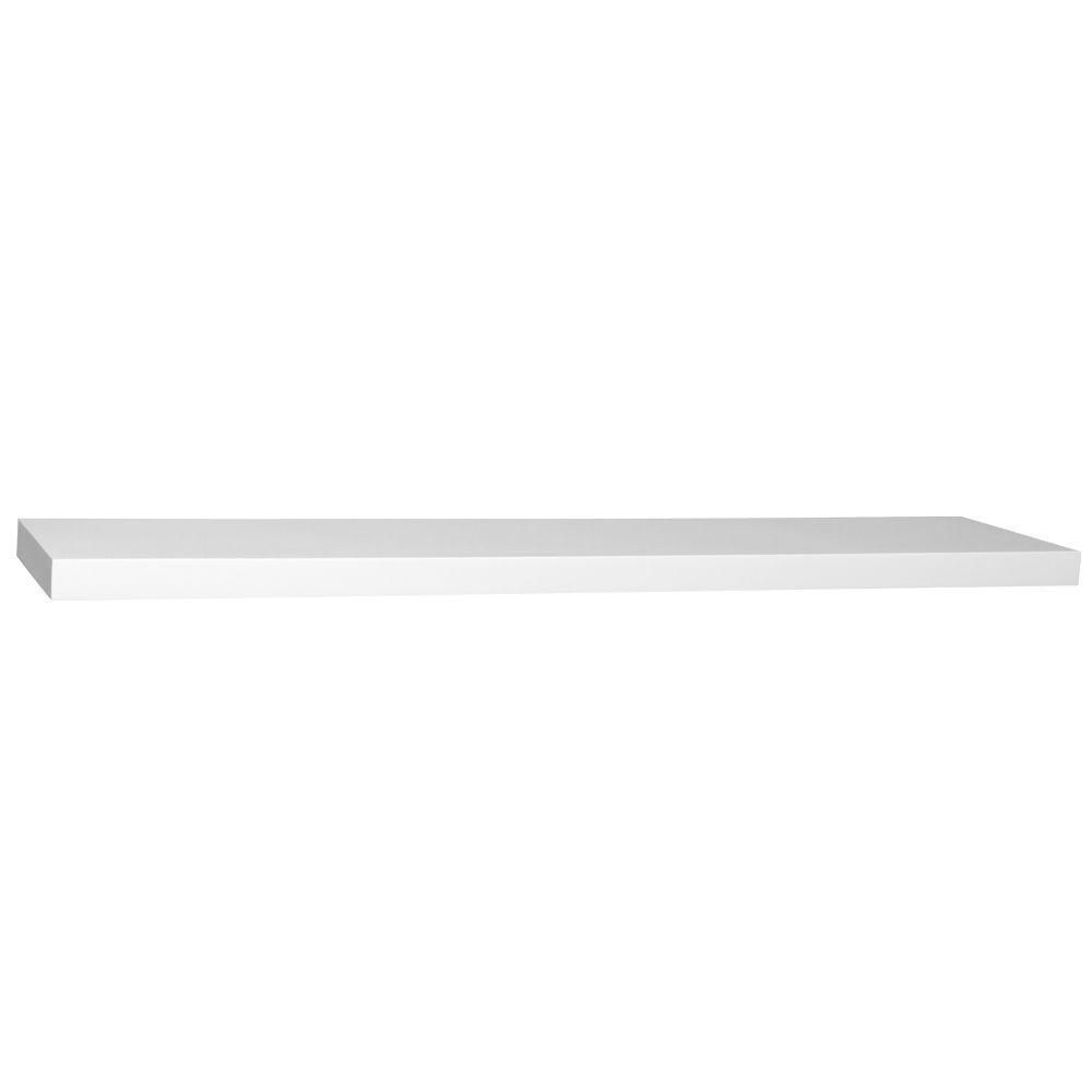 Slim Line 1-Piece 8 in. D x 18 in. L x 1-1/4 in. MDF White Floating Shelf | The Home Depot