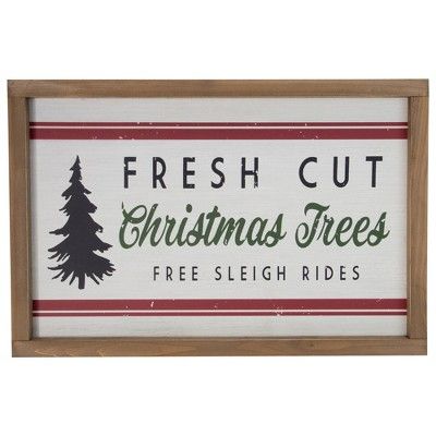 Northlight 18" Wooden Framed "Fresh Cut Christmas Trees" Wall Decor Sign | Target