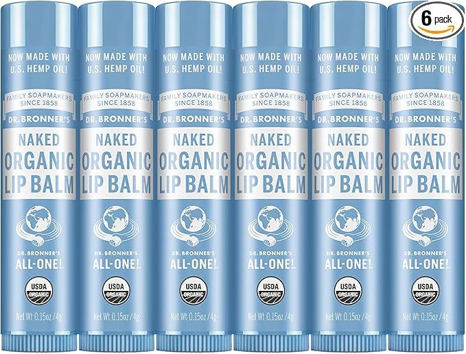 Dr. Bronner's - Organic Lip Balm (Naked.15 ounce, 6-Pack) - Unscented, Made with Organic Beeswax ... | Amazon (US)