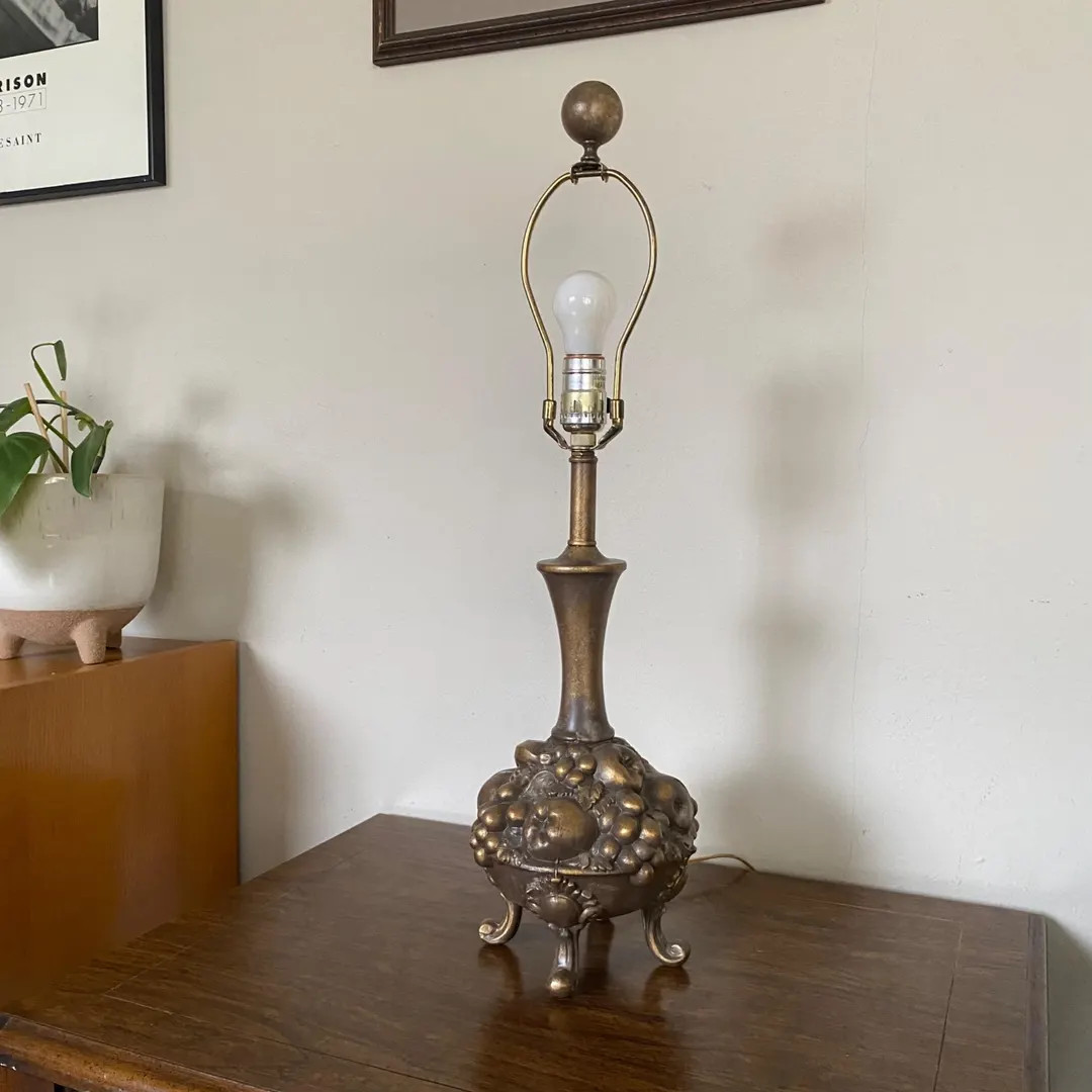 Vintage Ornate Fruit Topiary Mid Century Footed Metal Brass Finish Table Lamp - Etsy | Etsy (US)