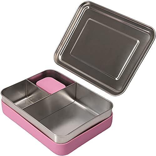 WeeSprout 18/8 Stainless Steel Bento Box (Large) - 3 Compartment Metal Lunch Box, Skid-proof Silicon | Amazon (US)