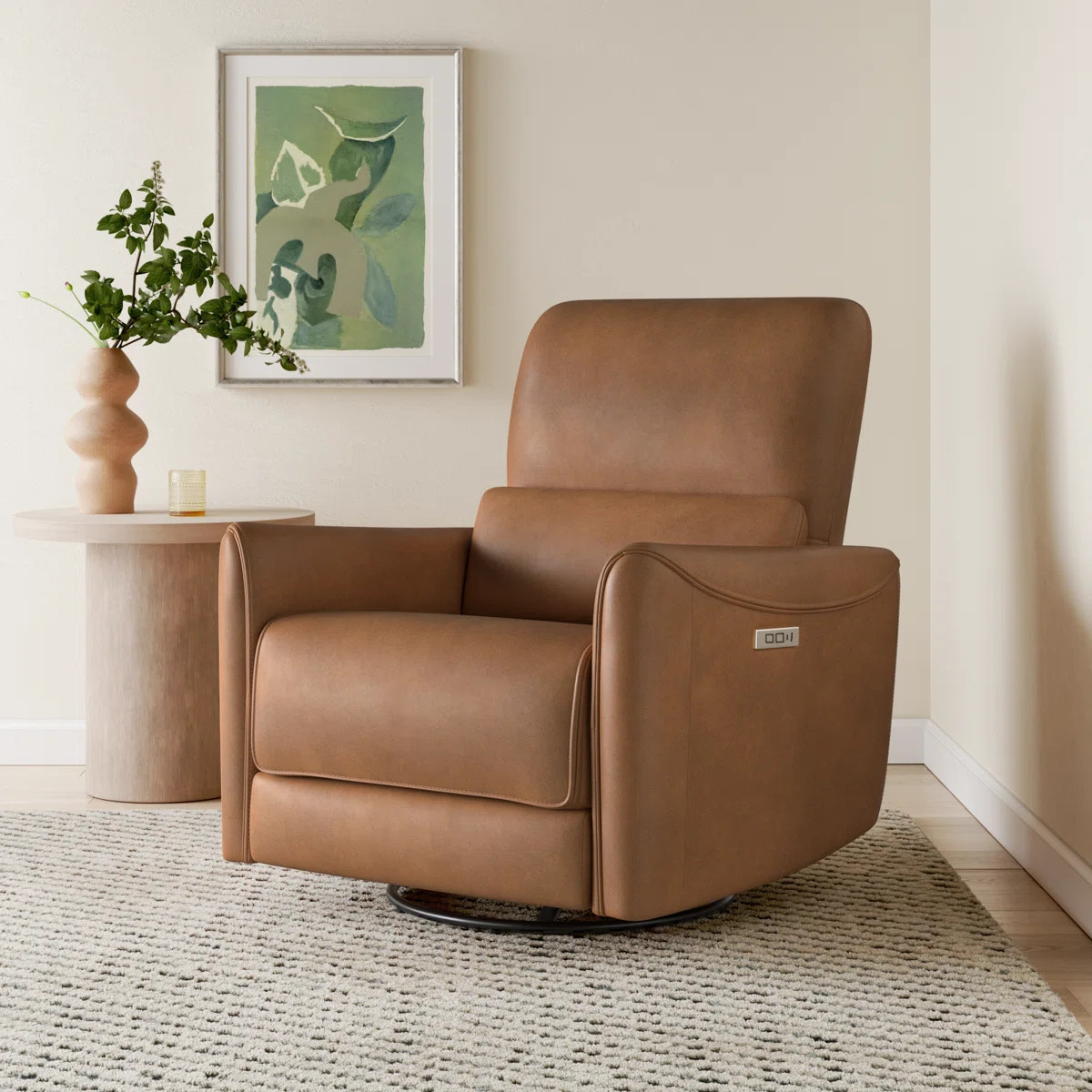 Santo Genuine Leather Swivel Power Recliner | Joss & Main