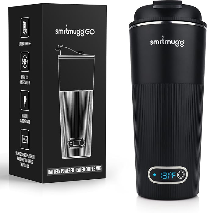 GO Heated Coffee Mug, Travel Mug, 13.5 OZ. Smart Mug, Battery Powered Heated Coffee Mug, Great fo... | Amazon (US)
