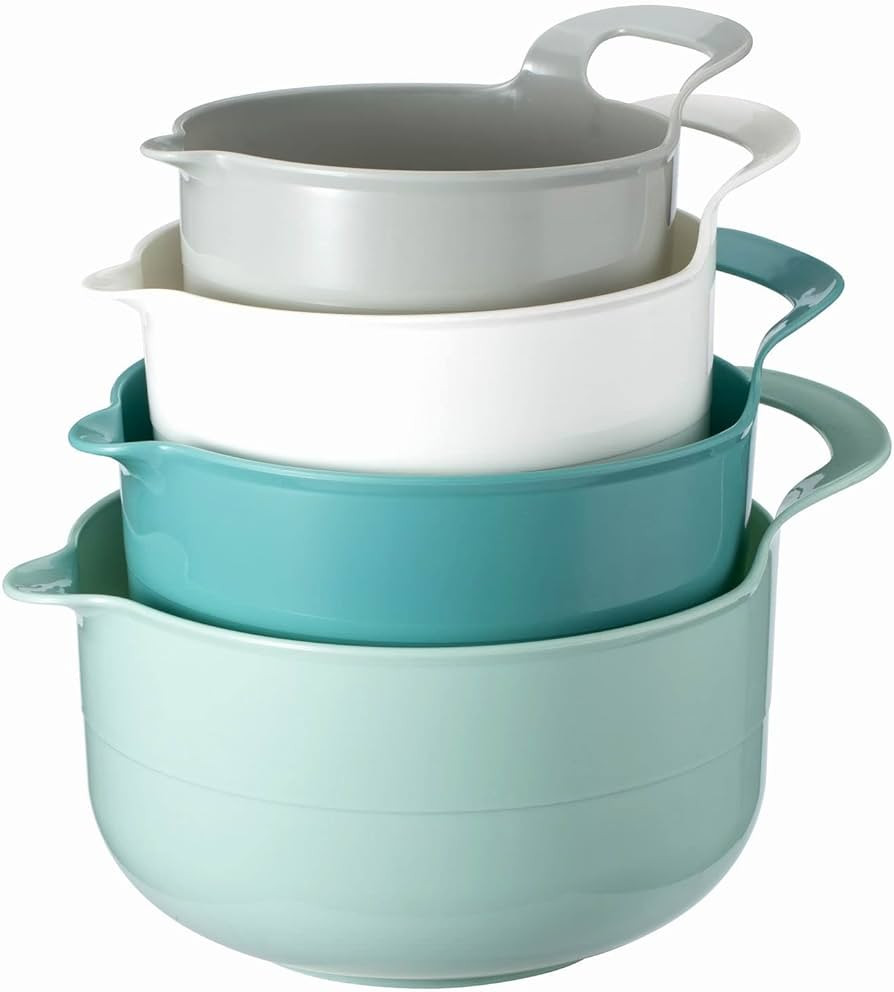 COOK WITH COLOR Mixing Bowls - 4 Piece Nesting Plastic Mixing Bowl Set with Pour Spouts and Handl... | Amazon (US)