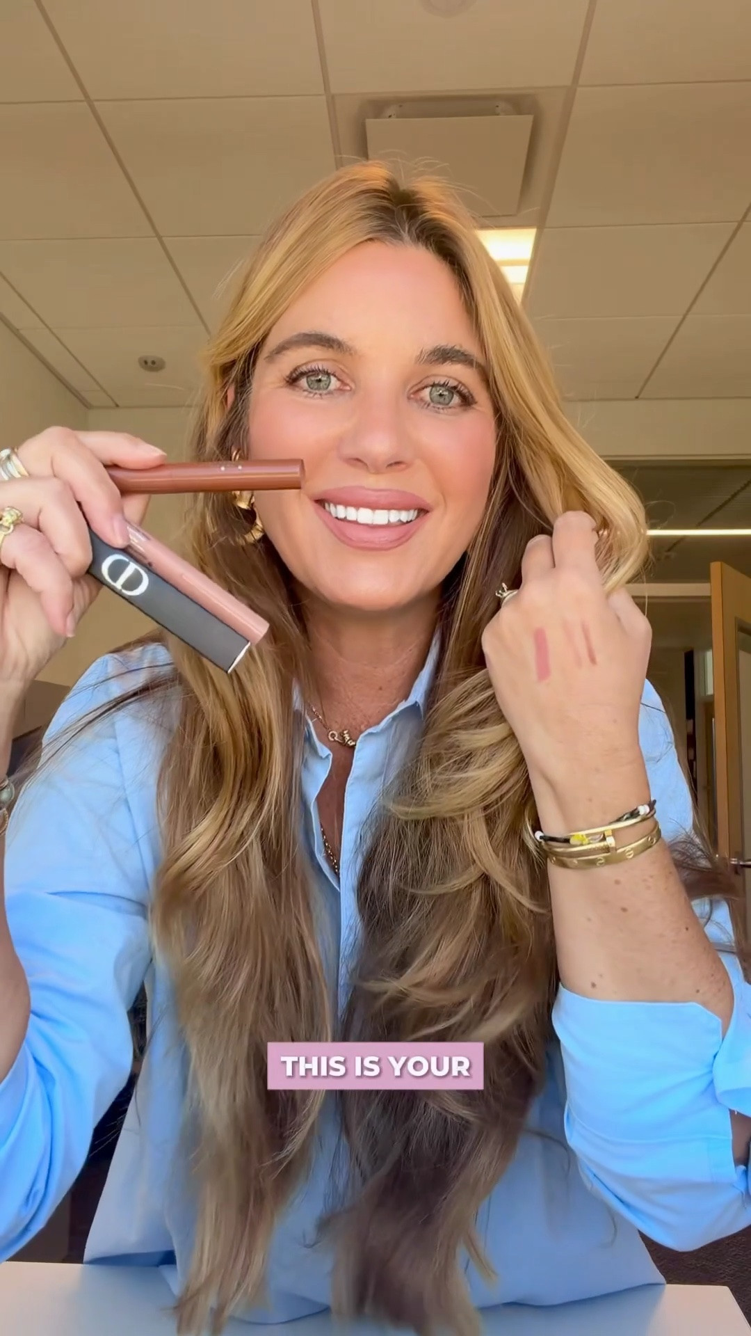 Lip liner stain is Laka Dry Rose +
Caramel Brown and Lipstick is Dior Magnetic Nude 
Hair: Sea Glass (use LTK15) 
Foundation: Dior Skin Tint in 3.5N
Blush: Hot Mauve

#LTKdayinmylife #LTKBeauty #LTKWorkwear