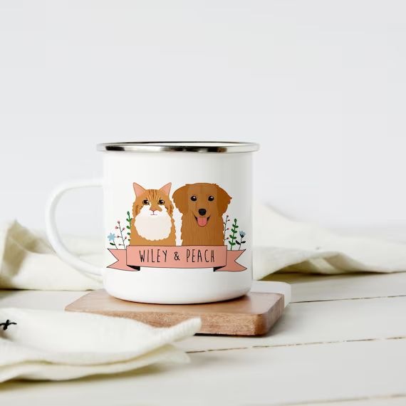 Custom Pet Portrait Mug/Personalized Pet Lover Gift/Unique Dog | Etsy | Etsy (US)