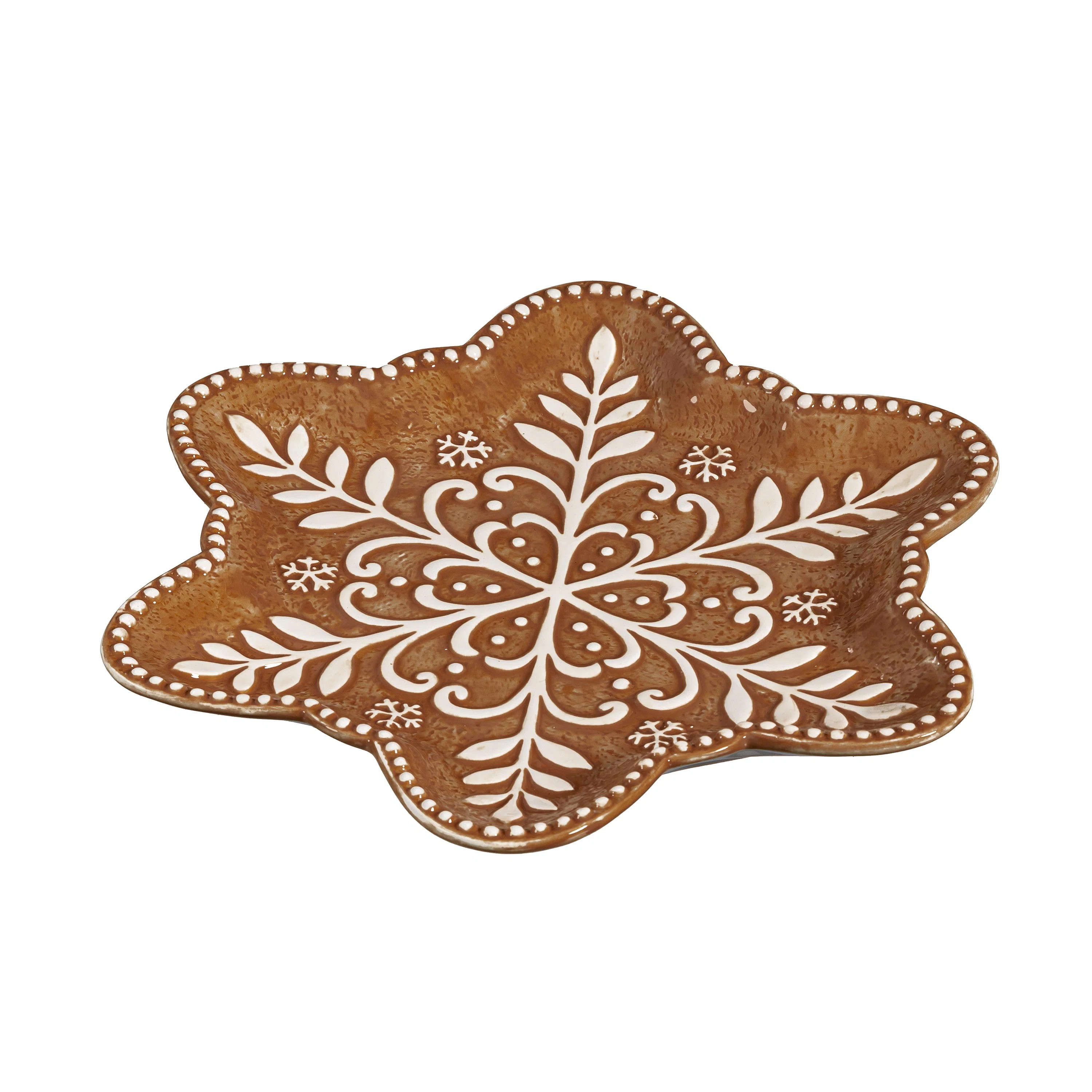 Snowflake Shaped Gingerbread Embossed Ceramic Salad Plate | Wayfair North America