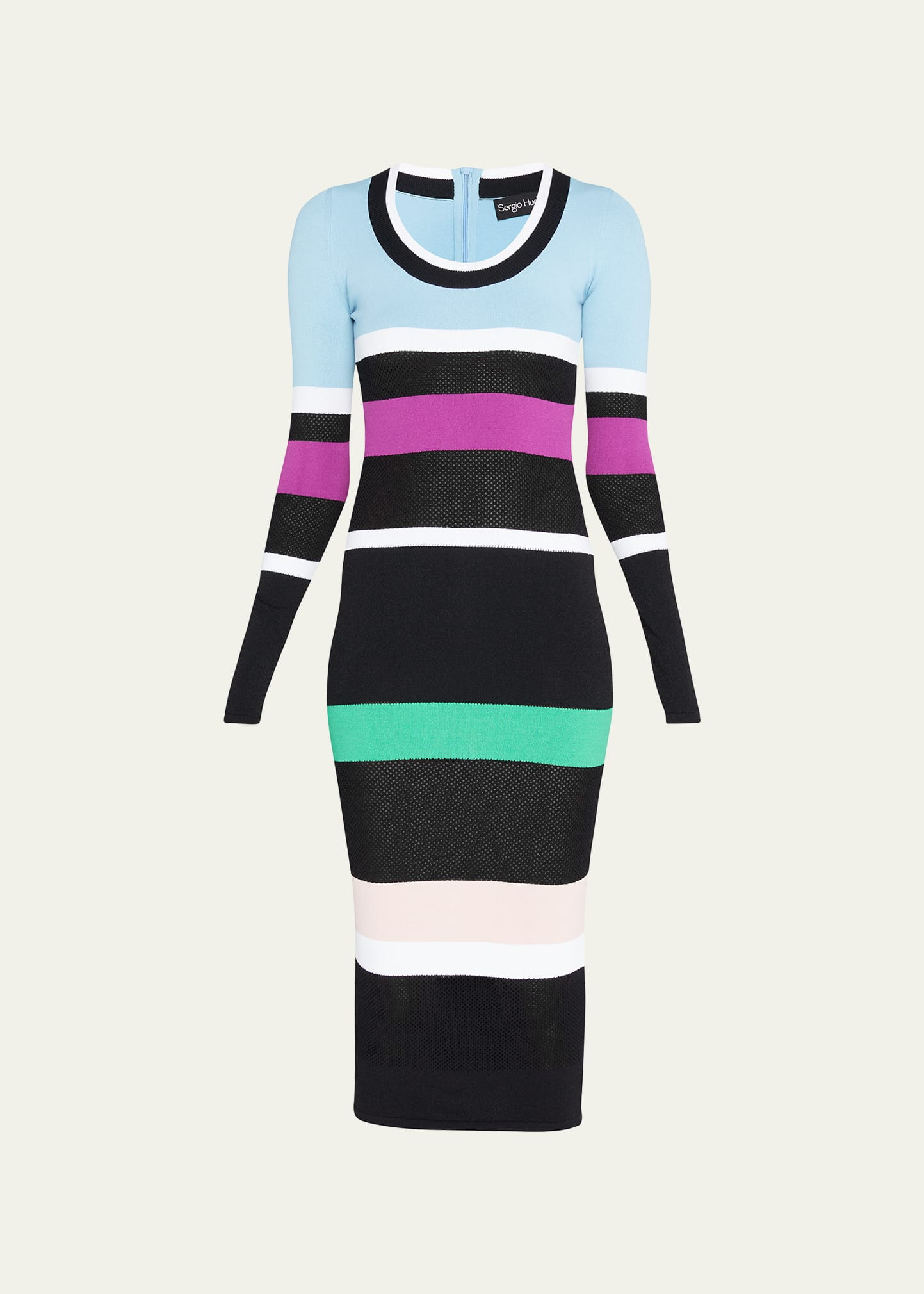 Sergio Hudson Sheer Panelled Colorblock Midi Dress | Bergdorf Goodman