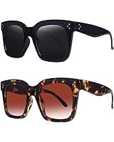 GRFISIA Classic Women Oversized Square Sunglasses for 100% UV Protection Flat Lens Fashion Shade... | Amazon (US)