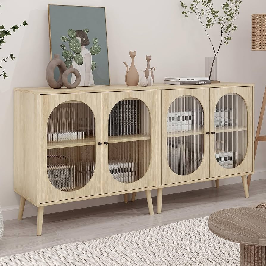 PHOYAL Sideboard Buffet Cabinet, Modern Sideboard Cabinet Accent Storage Cabinet with 2 Doors and... | Amazon (US)