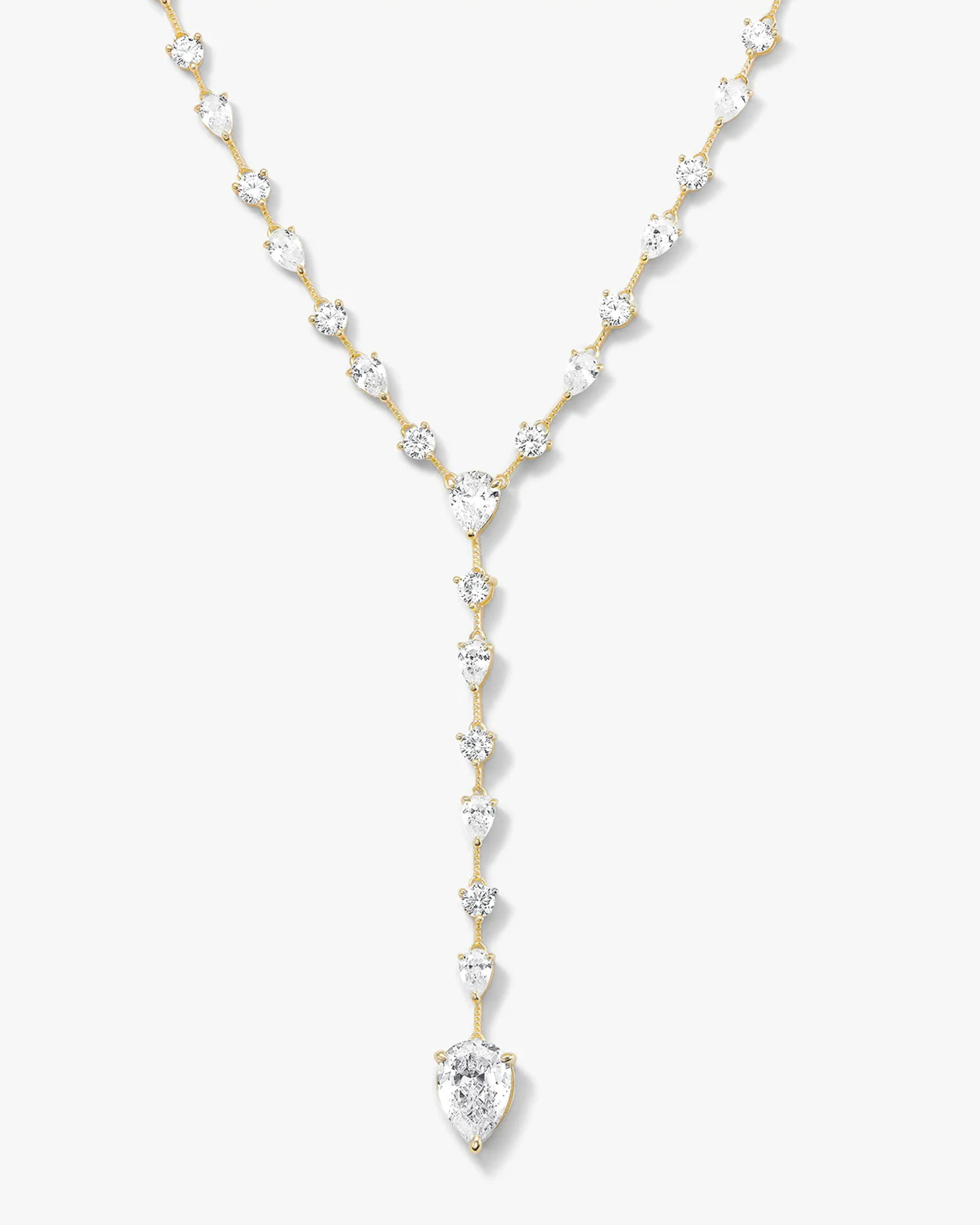 "F-ing Gorgeous" Gold Lariat Necklace | Simulated Diamonds | Melinda Maria Jewelry