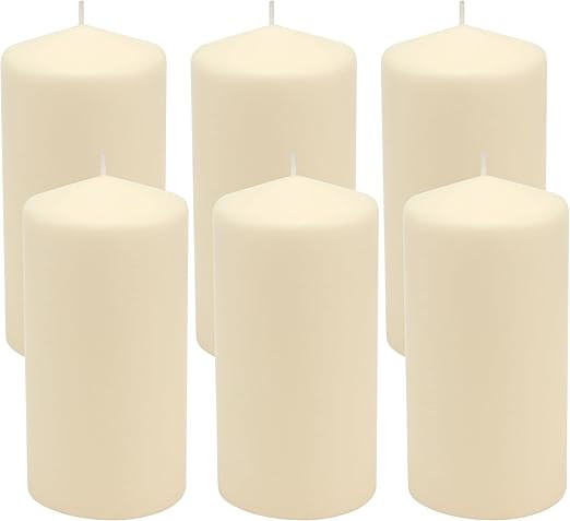 Stonebriar SB-SP-3548A Tall 3 x 6 Inch Unscented Ivory Pillar Candle Set, Set of 6, 3x6 | Amazon (US)