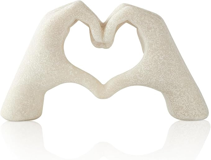 Marble Gesture Heart Decoration, Modern Love Statue Finger, Abstract Heart Hands Sculpture Home W... | Amazon (US)
