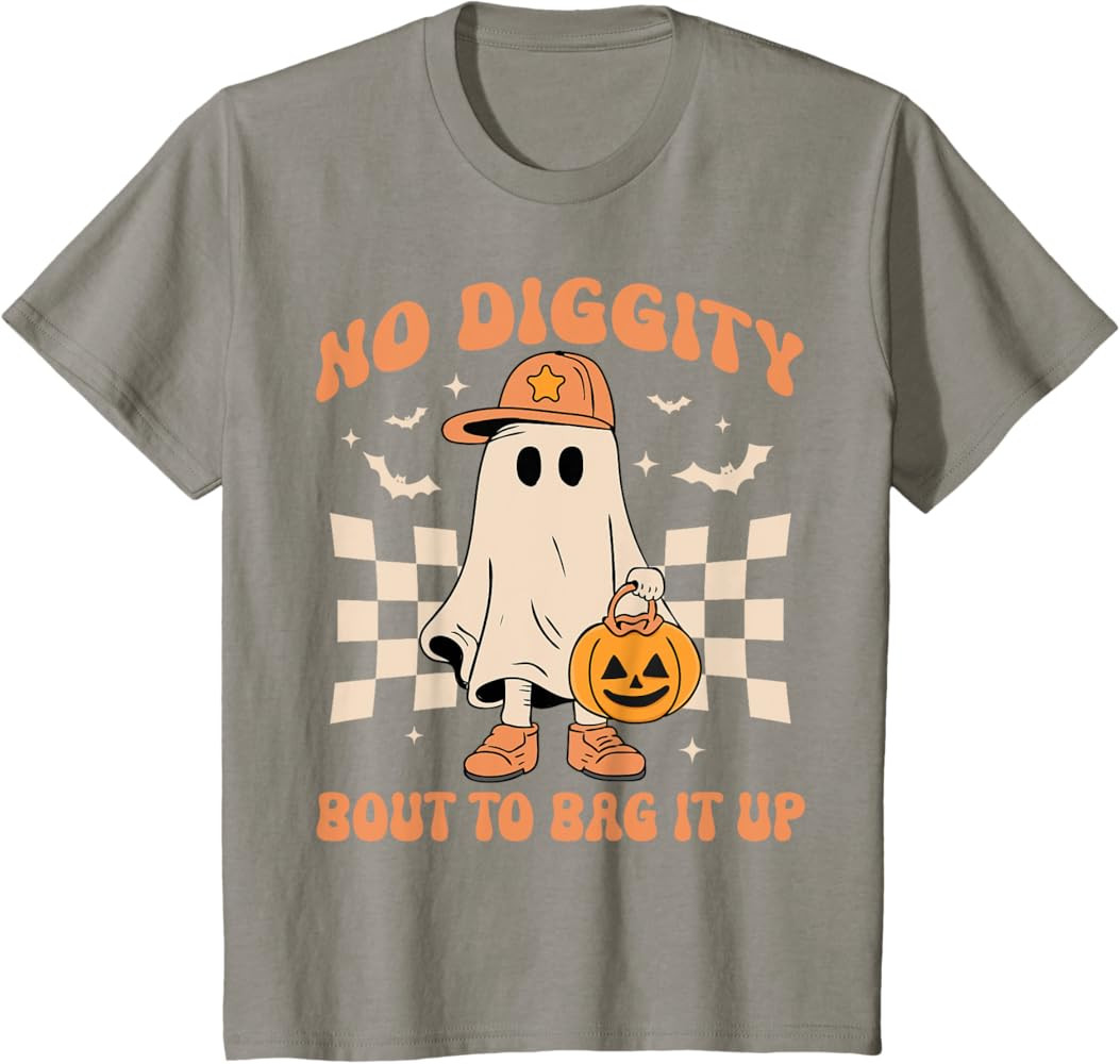 Halloween Ghost No Diggity Bout to Bag it Up Toddler Kids T-Shirt | Amazon (US)