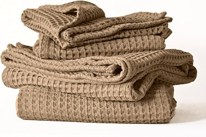 4-Piece Waffle Towels Set for Bathroom - Soft 100% Turkish Cotton Quick-Dry Lint-Free Waffle Weav... | Amazon (US)