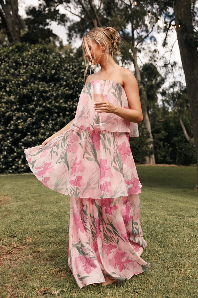 Bloom Strapless Maxi Dress - Pink Floral | Petal & Pup (US)