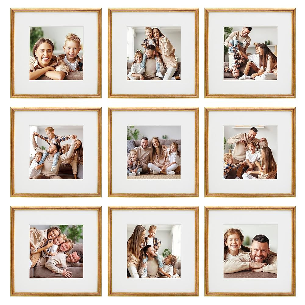 Sheffield Home 9 Piece Gallery Wall Frame Set, 12x12 Inch, Antique Bronze | Amazon (US)