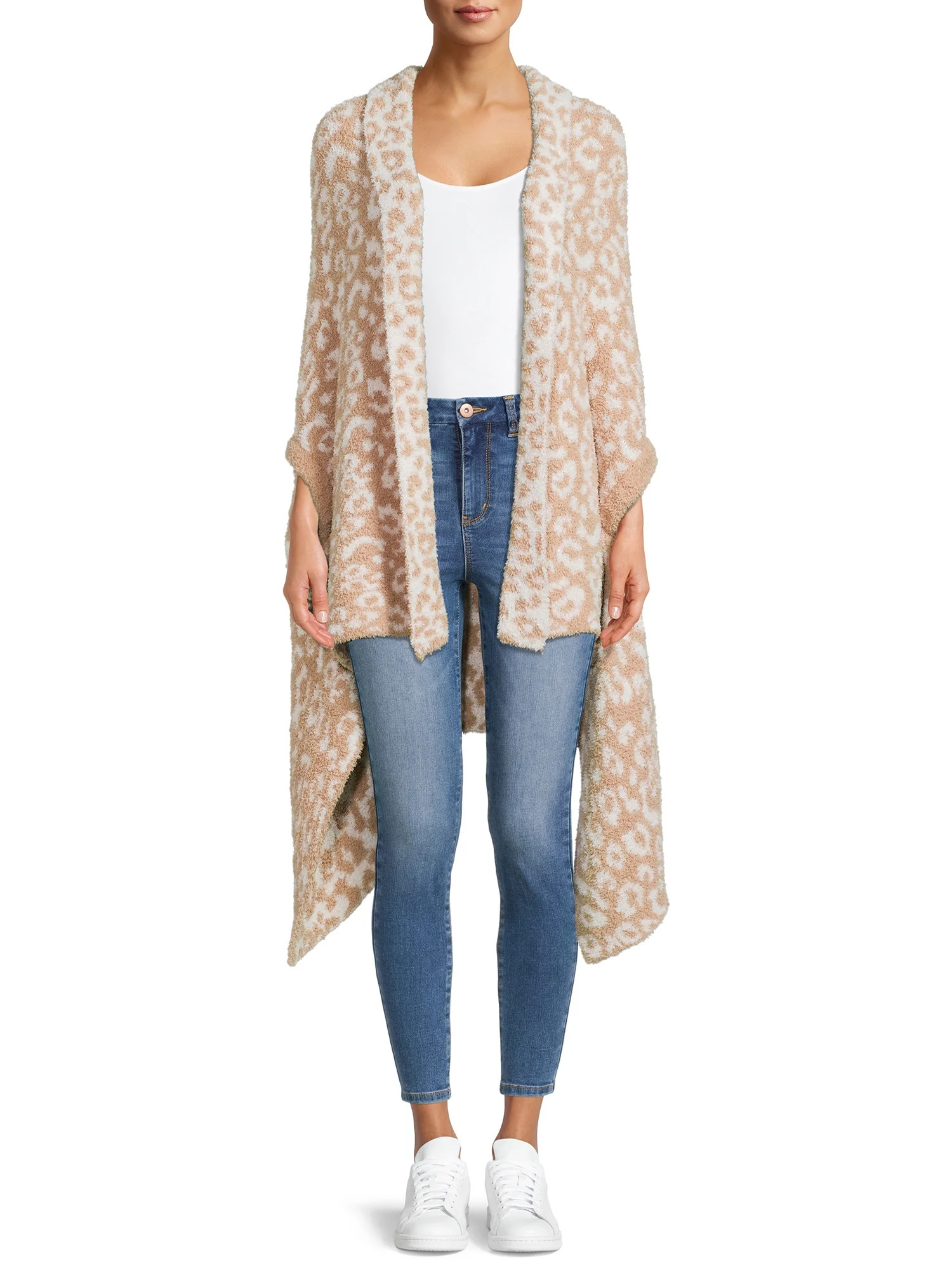 Time and Tru Women's Cozy Animal Print Wrap - Walmart.com | Walmart (US)