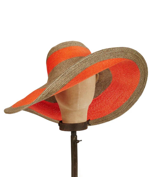Kathy Jeanne Orange Striped Wired Resort Sun Hat | UniqueVintage