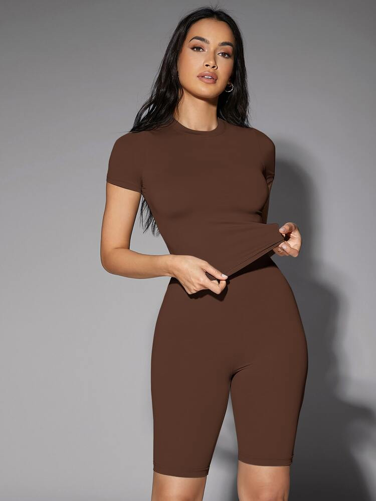 SHEIN BAE Solid Fitted Tee | SHEIN