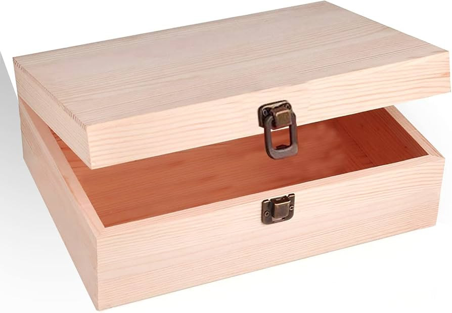 KYLER Unfinished Pine Wood Box - Large Wooden Boxes with Hinged Lid for Craft, DIY, Hobbies, Jewe... | Amazon (US)