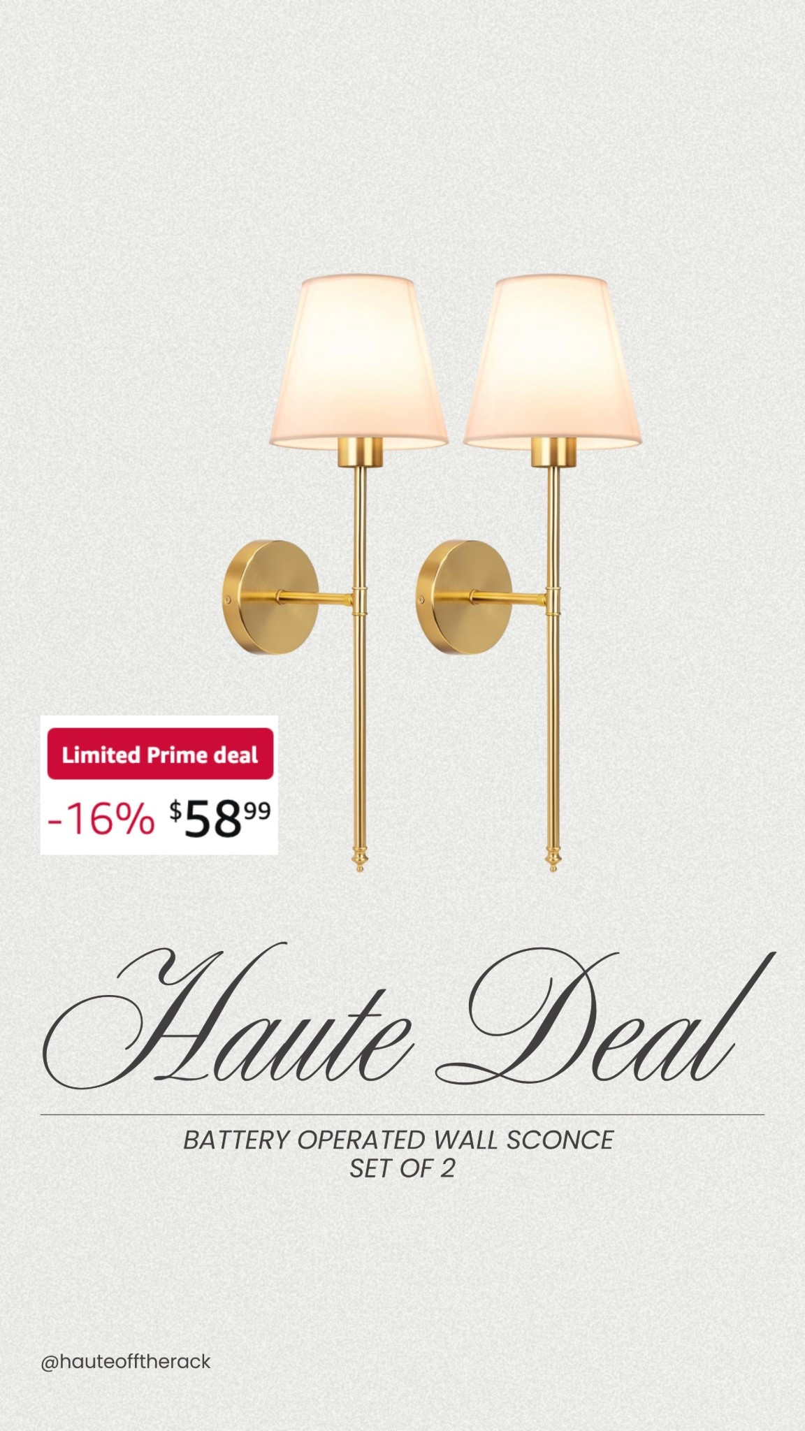 HAUTE DEAL: save 16% on these battery wall sconces on amazon!

#homedecor #wallsconces #goldsconces #dailydeal #homelighting #amazonhome #amazon

#LTKHome #LTKSaleAlert