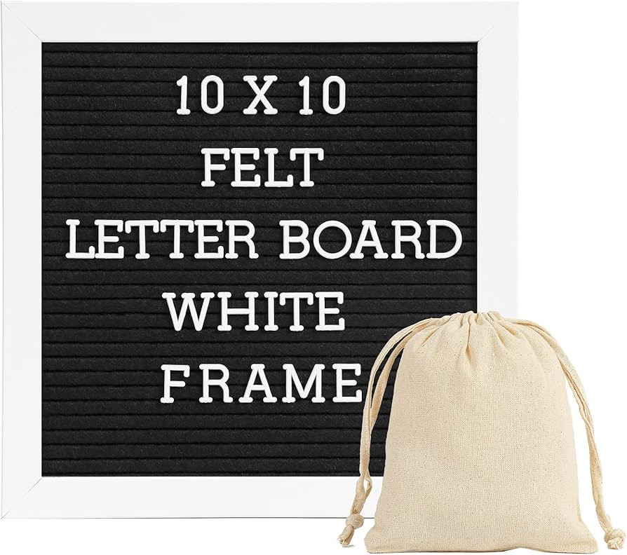 Letter Board Sign White Frame 10x10 - Felt Letter Board Baby Announcement Board with Typewriter L... | Amazon (US)